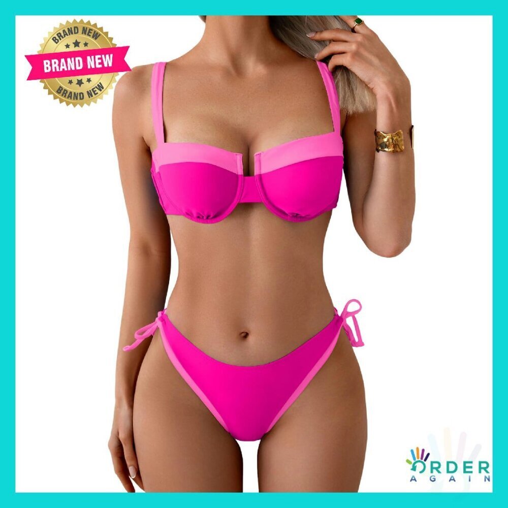 Underwire Push Up Bikini Set Color Block Swimsuit Y2K Chic Beachwear